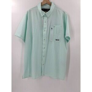 NEW TAGS Fintech Shirt Mens Green Deep Sea Woven Short Sleeve Fishing UPF XLARGE
